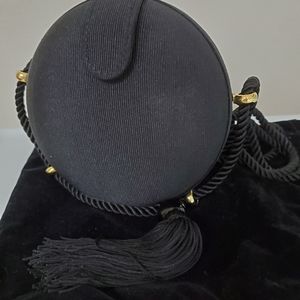 Lancome black faille evening purse